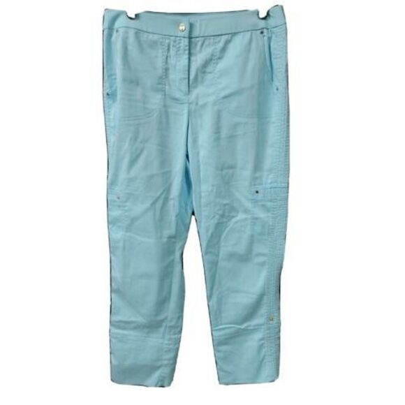 Chicos Size 0.5 Small 6 Blue Roll Tab Crop Pants Pockets Light Weight - Picture 1 of 8